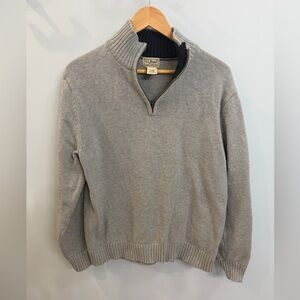 L.L. Bean Men's 1/4 Zip-Up Gray Sweater 100% Cotton Sz M
